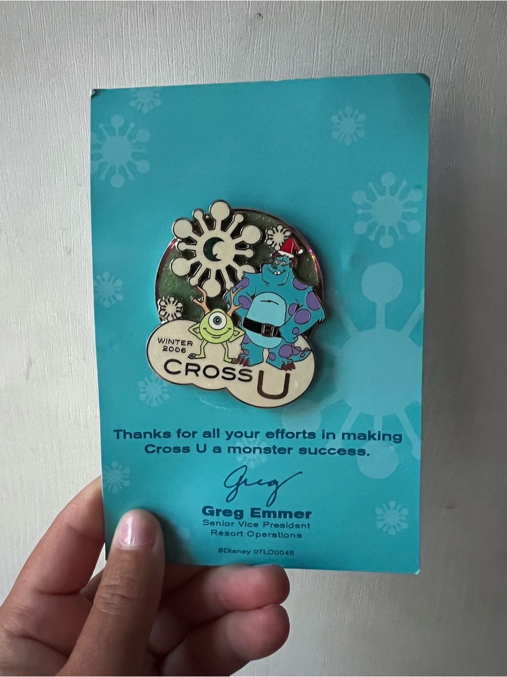 Disney Monsters, Inc. Cross U Collectible Pin